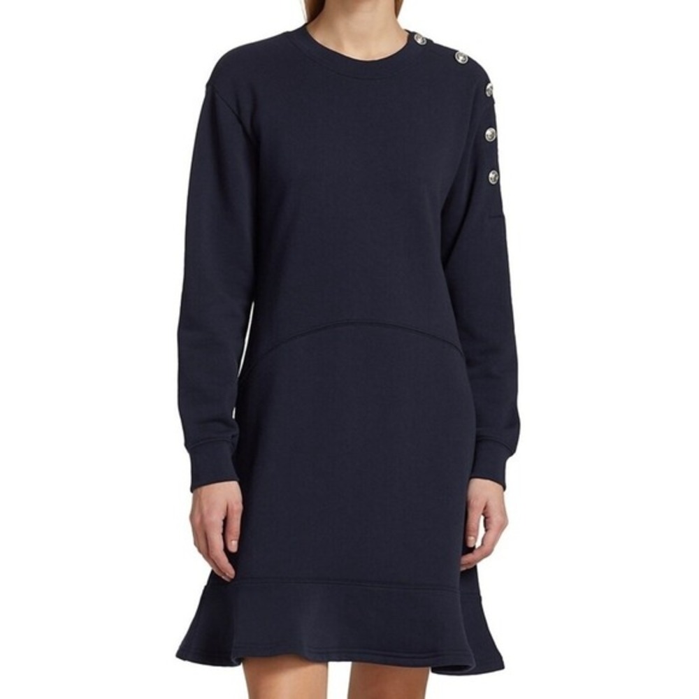 Derek Lam 10 Crosby Camden Sweatshirt Dress‎ Small Black Button Shoulder Casual